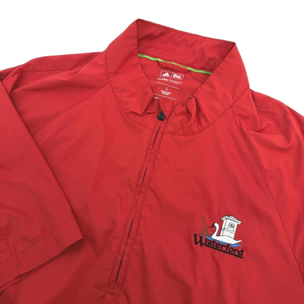 Adidas Golf Windshirt Jacket Mens XL Red 1/4 Zip Pockets Short Sleeve Waterford - Picture 1 of 13